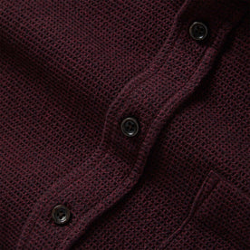 material shot of the buttons on The Jack in Burgundy Jaspe Waffle