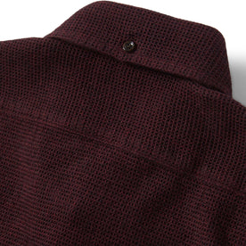 material shot of the back collar on The Jack in Burgundy Jaspe Waffle