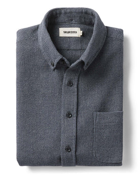 flatlay folded for The Jack in Coal Jaspe Waffle, Wovens by Taylor Stitch