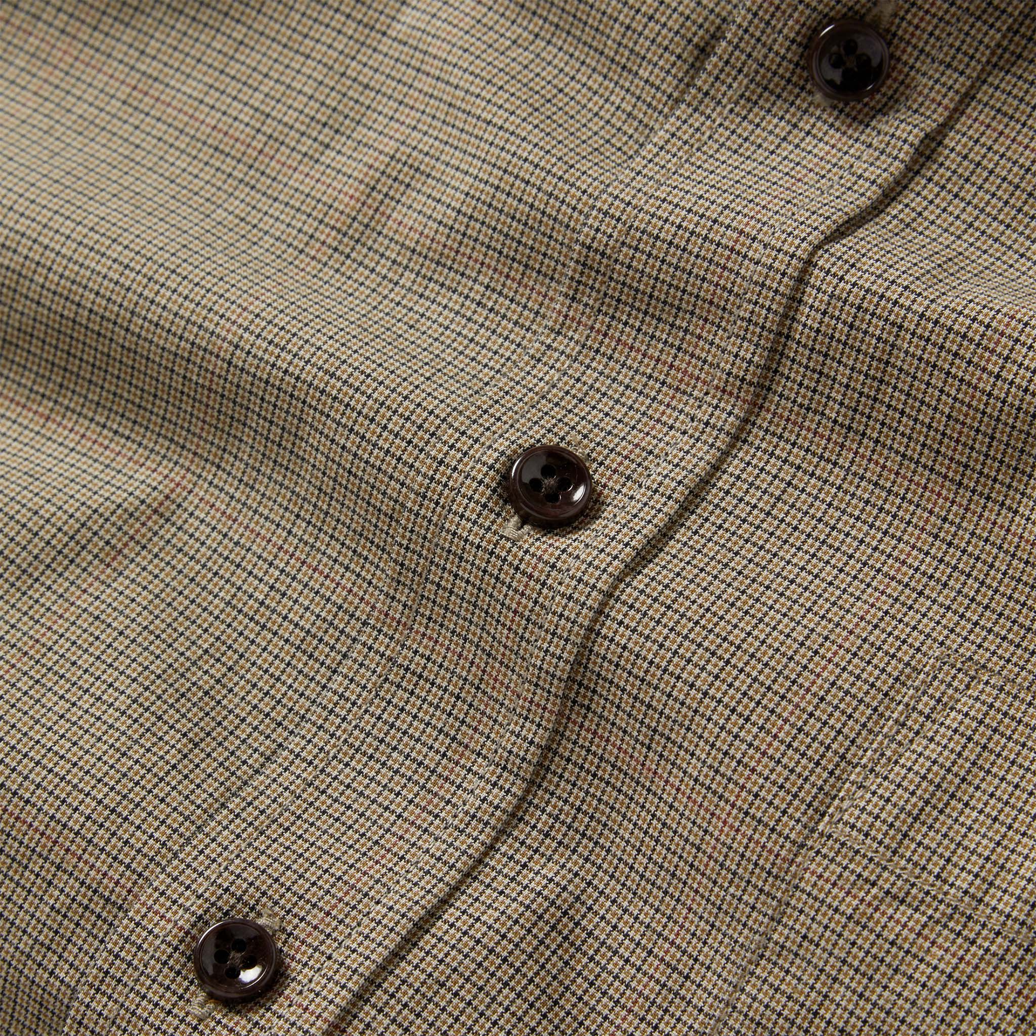 material shot of the buttons on The Jack in Khaki Houndstooth Check, Wovens by Taylor Stitch