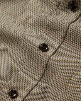 material shot of the buttons on The Jack in Khaki Houndstooth Check, Wovens by Taylor Stitch