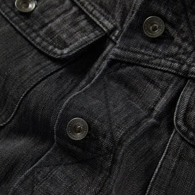 material shot of the buttons on The Long Haul Jacket in Black 3-Month Wash Selvage