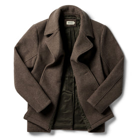 flatlay of The Mariner Coat in Sable Melton Wool, shown open, Outerwear by Taylor Stitch