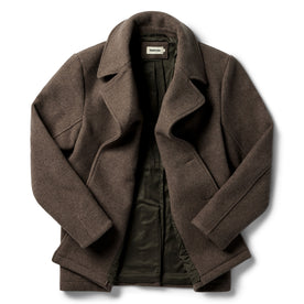 flatlay of The Mariner Coat in Sable Melton Wool, shown open