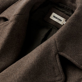 material shot of the collar on The Mariner Coat in Sable Melton Wool