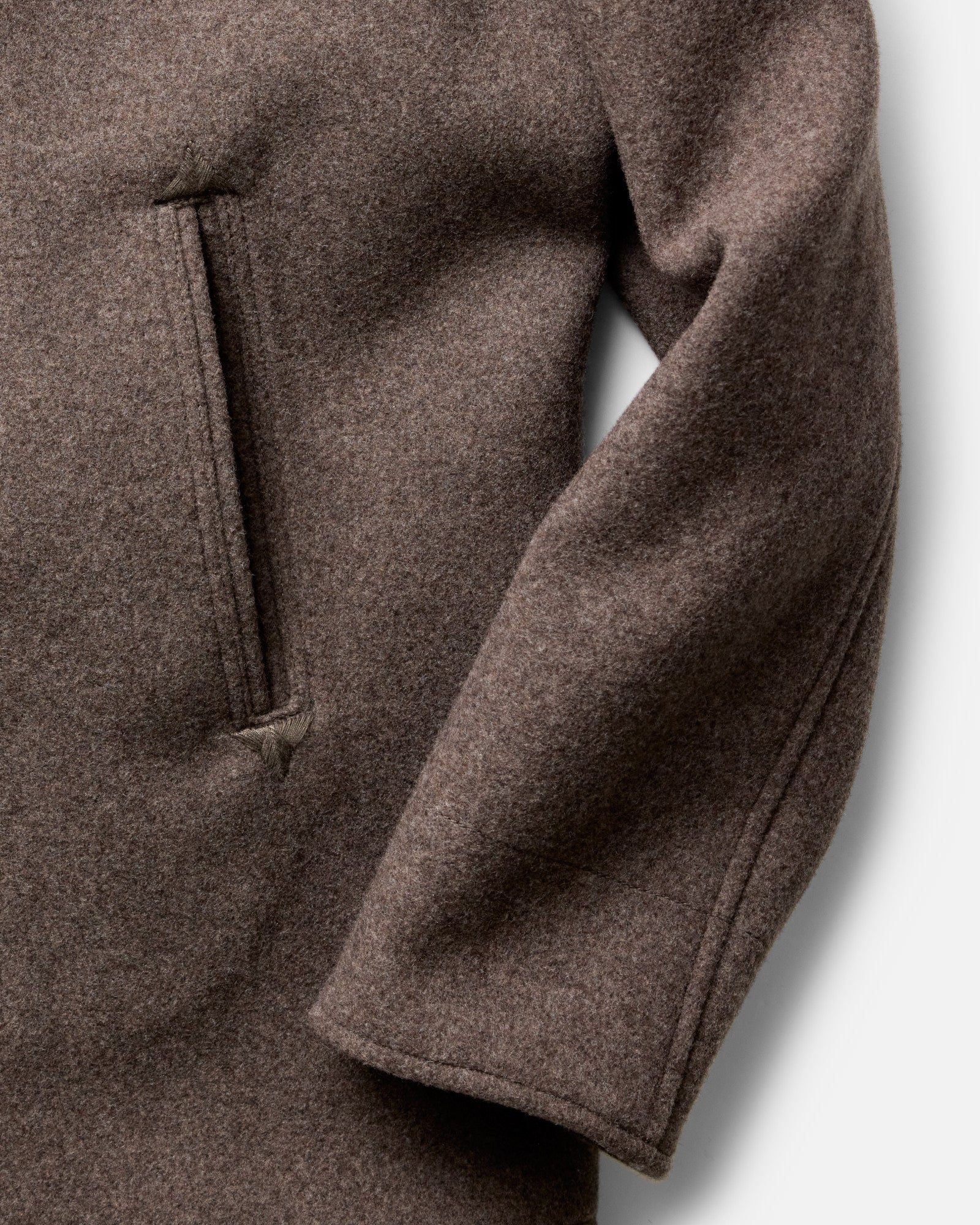material shot of the buttons on The Mariner Coat in Sable Melton Wool, Outerwear by Taylor Stitch