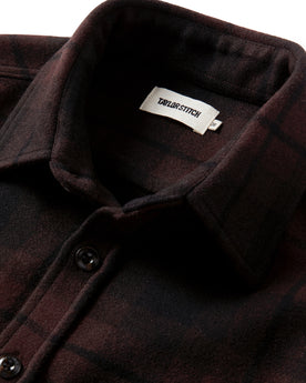 material shot of the collar on The Maritime Shirt Jacket in Carson Plaid, Wovens by Taylor Stitch