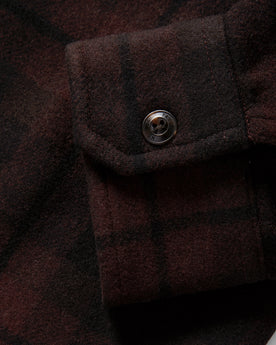 material shot of the cuffs on The Maritime Shirt Jacket in Carson Plaid, Wovens by Taylor Stitch