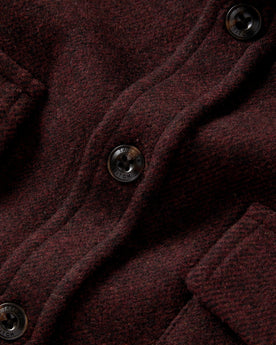 material shot of the buttons on The Maritime Shirt Jacket in Port Twill, Wovens by Taylor Stitch