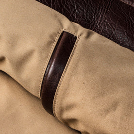 material shot of the inner pocket on The Moto Jacket in Espresso Steerhide