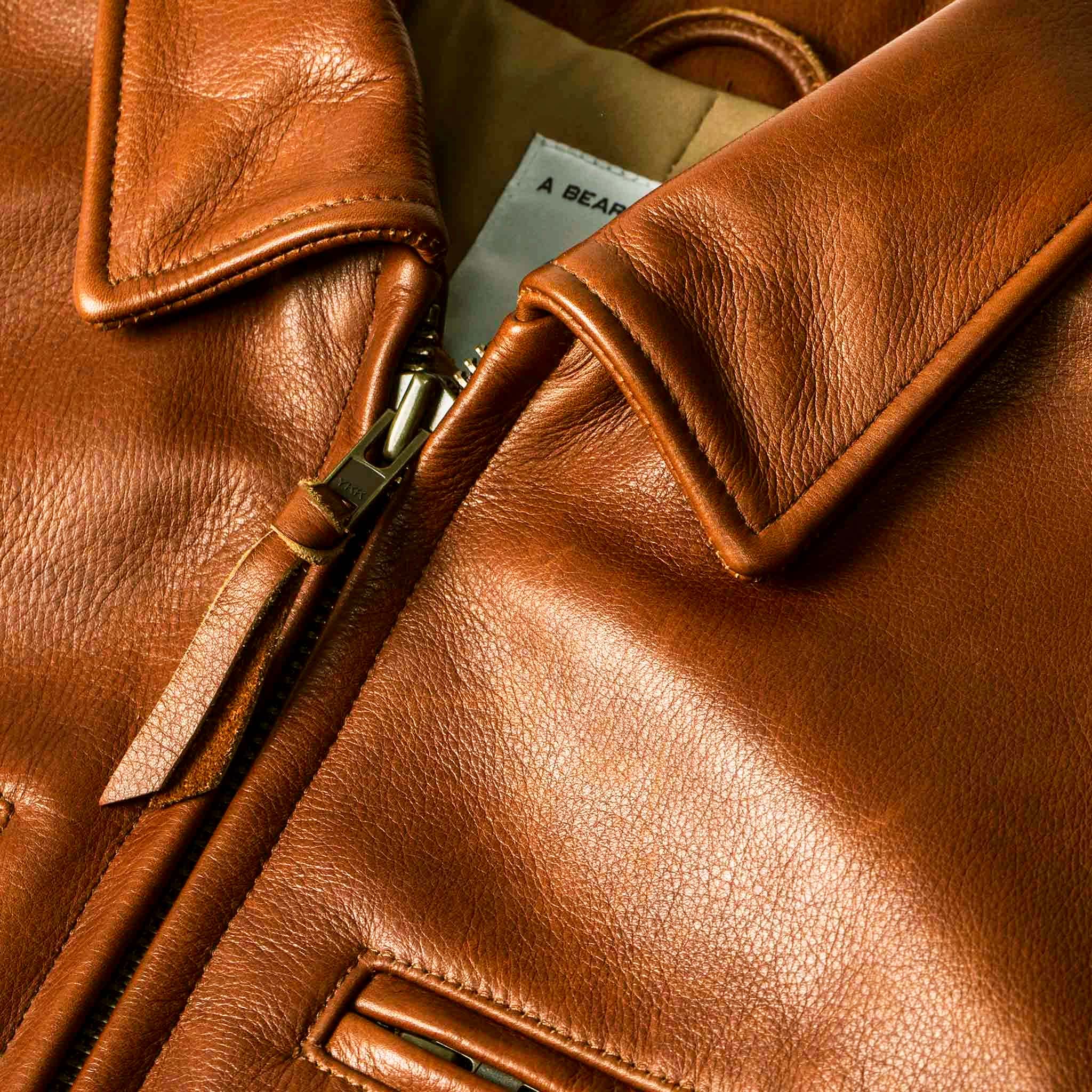 The Moto Jacket in Whiskey Steerhide Taylor Stitch