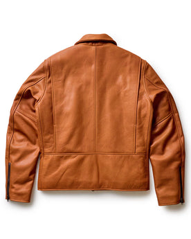 material shot of the zipper on The Moto Jacket in Whiskey Steerhide, Outerwear by Taylor Stitch
