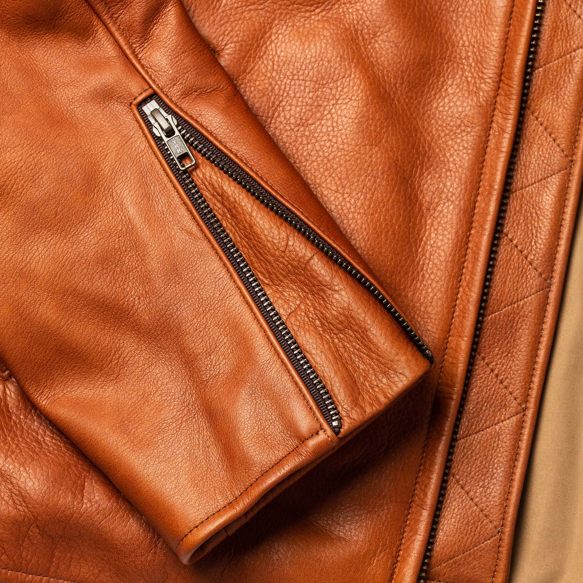 The Moto Jacket in Whiskey Steerhide Taylor Stitch