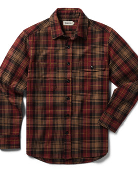 flatlay of The Moto Utility Shirt in Cardinal Plaid, Wovens by Taylor Stitch