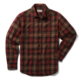 flatlay of The Moto Utility Shirt in Cardinal Plaid