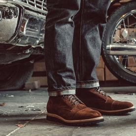 The Moto Boot in Snuff Weatherproof Suede - featured image