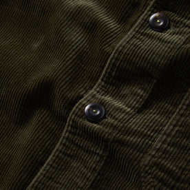material shot of the buttons on The Ojai Jacket in Army Cord