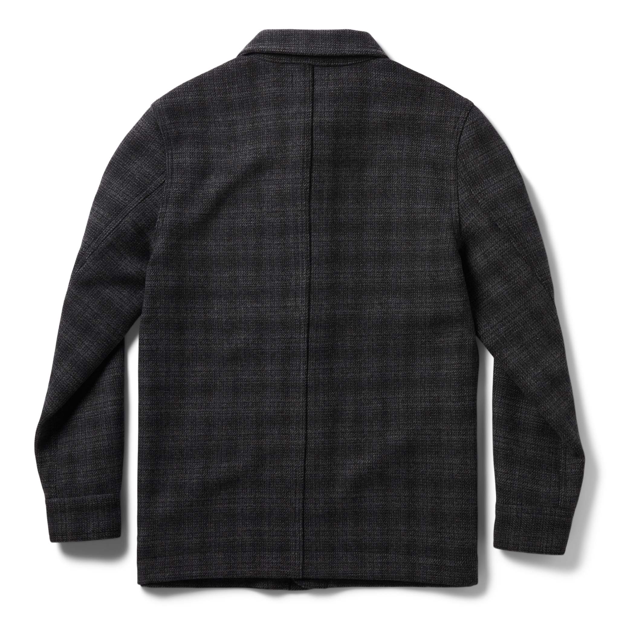 flatlay of The Ojai Jacket in Ash Plaid Wool, shown from the back, Outerwear by Taylor Stitch