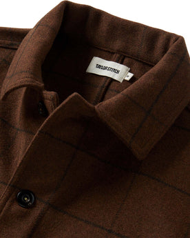 material shot of the collar on The Ojai Jacket in Ginger Check Wool, Outerwear by Taylor Stitch
