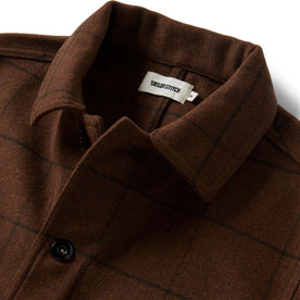 material shot of the collar on The Ojai Jacket in Ginger Check Wool