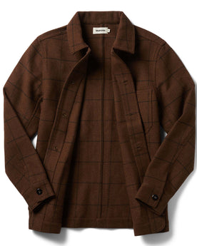 flatlay of The Ojai Jacket in Ginger Check Wool, shown unbuttoned, Outerwear by Taylor Stitch