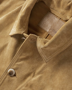 material shot of the collsr on The Ojai Jacket in Cognac Suede, Outerwear by Taylor Stitch