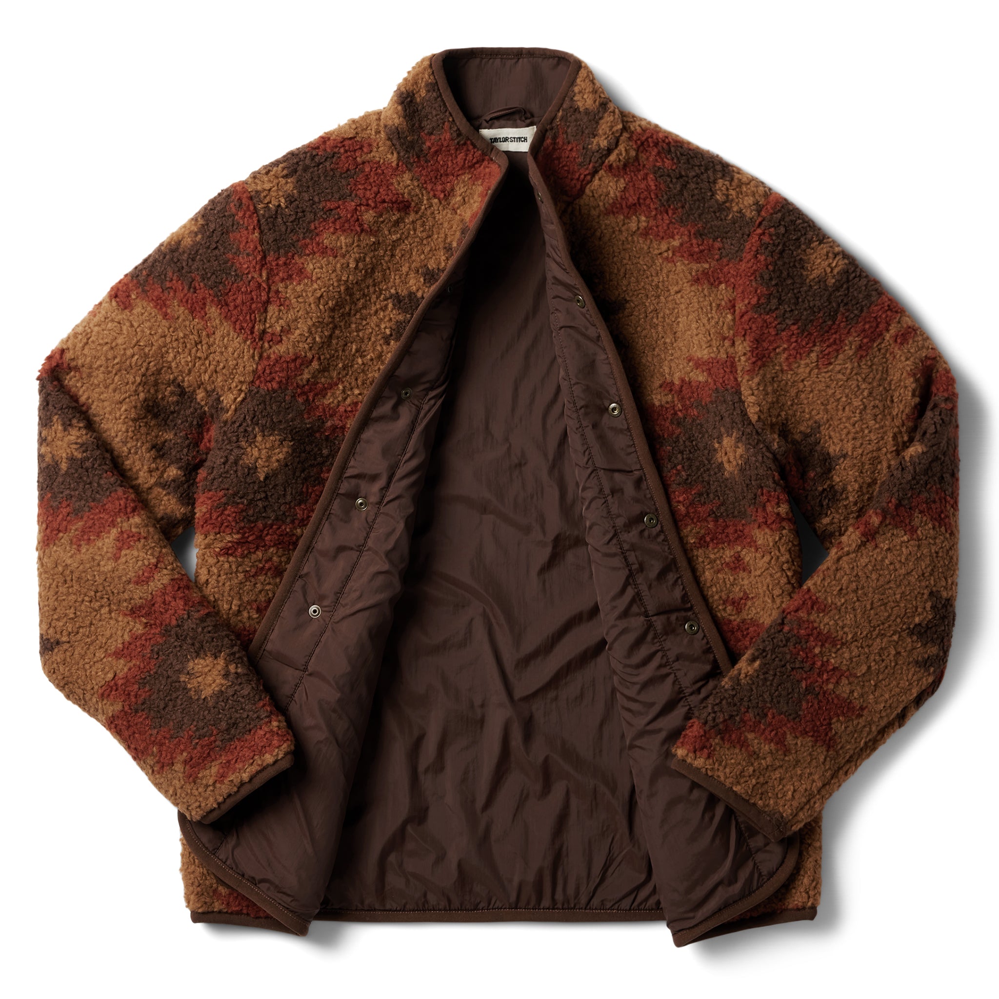 flatlay of The Port Jacket in Khaki Kilim open, Outerwear by Taylor Stitch