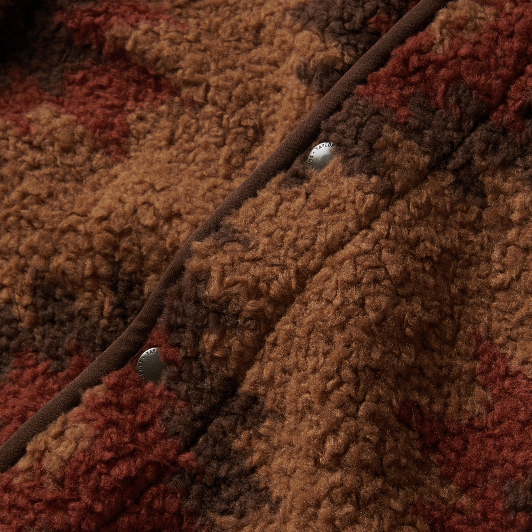 material shot of the buttons on The Port Jacket in Khaki Kilim, Outerwear by Taylor Stitch