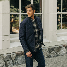 The Quilted Bomber Jacket in Navy Dry Wax - featured image