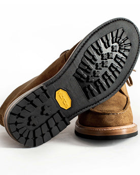 material shot of Vibram Sole on The Rambler Chukka in Mushroom Suede, Footwear by Taylor Stitch