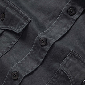 material shot of the buttons on The Saddler Shirt in Washed Coal