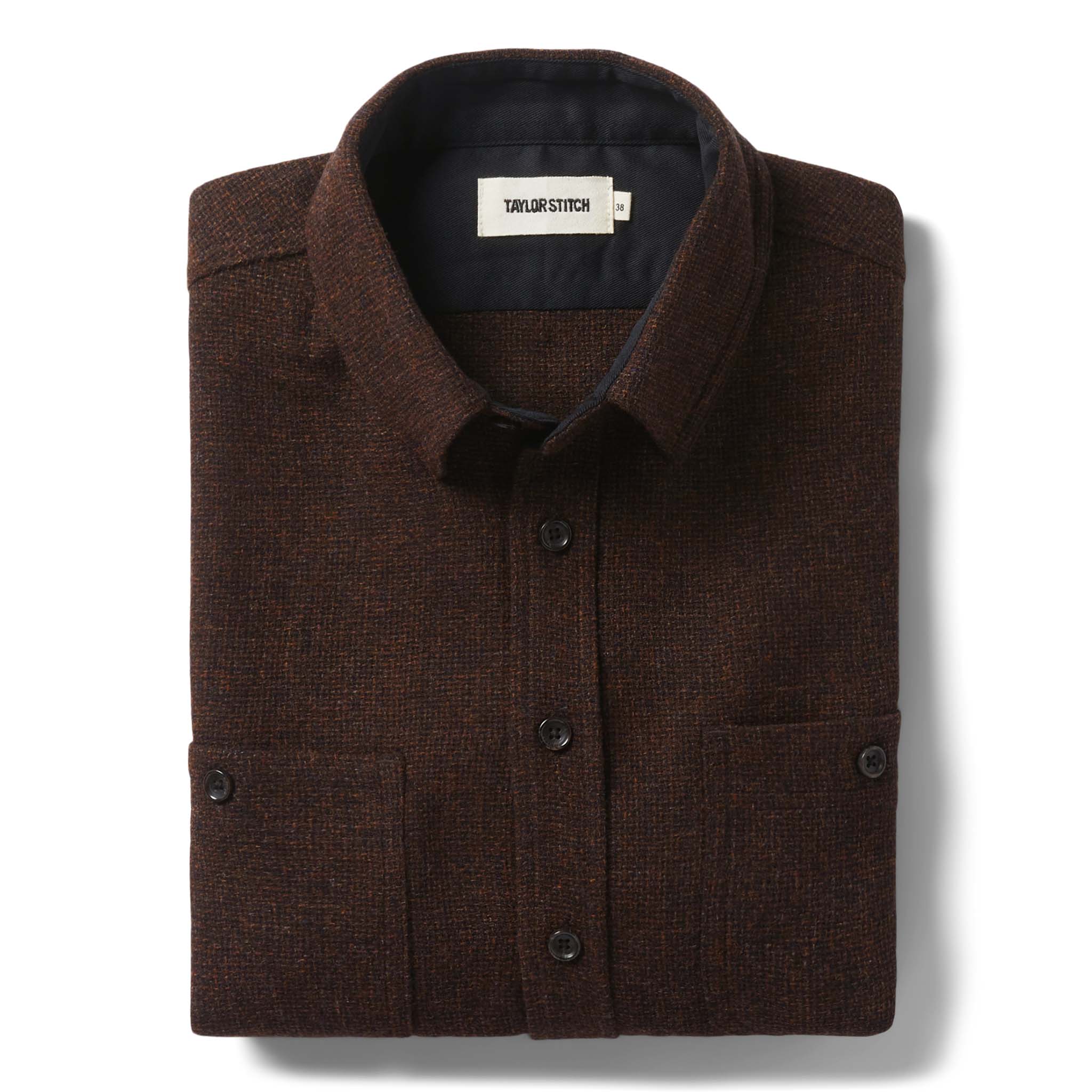 flatlay of The Service Shirt in Ginger Melange Wool folded, Wovens by Taylor Stitch