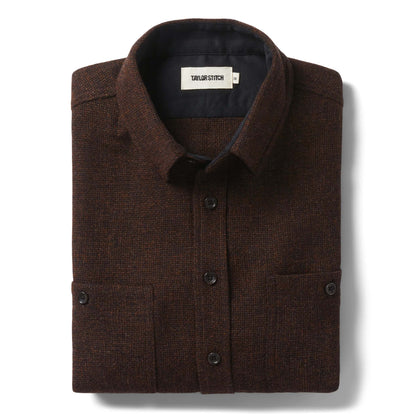 flatlay of The Service Shirt in Ginger Melange Wool folded