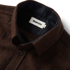 material shot of the collar on The Service Shirt in Ginger Melange Wool