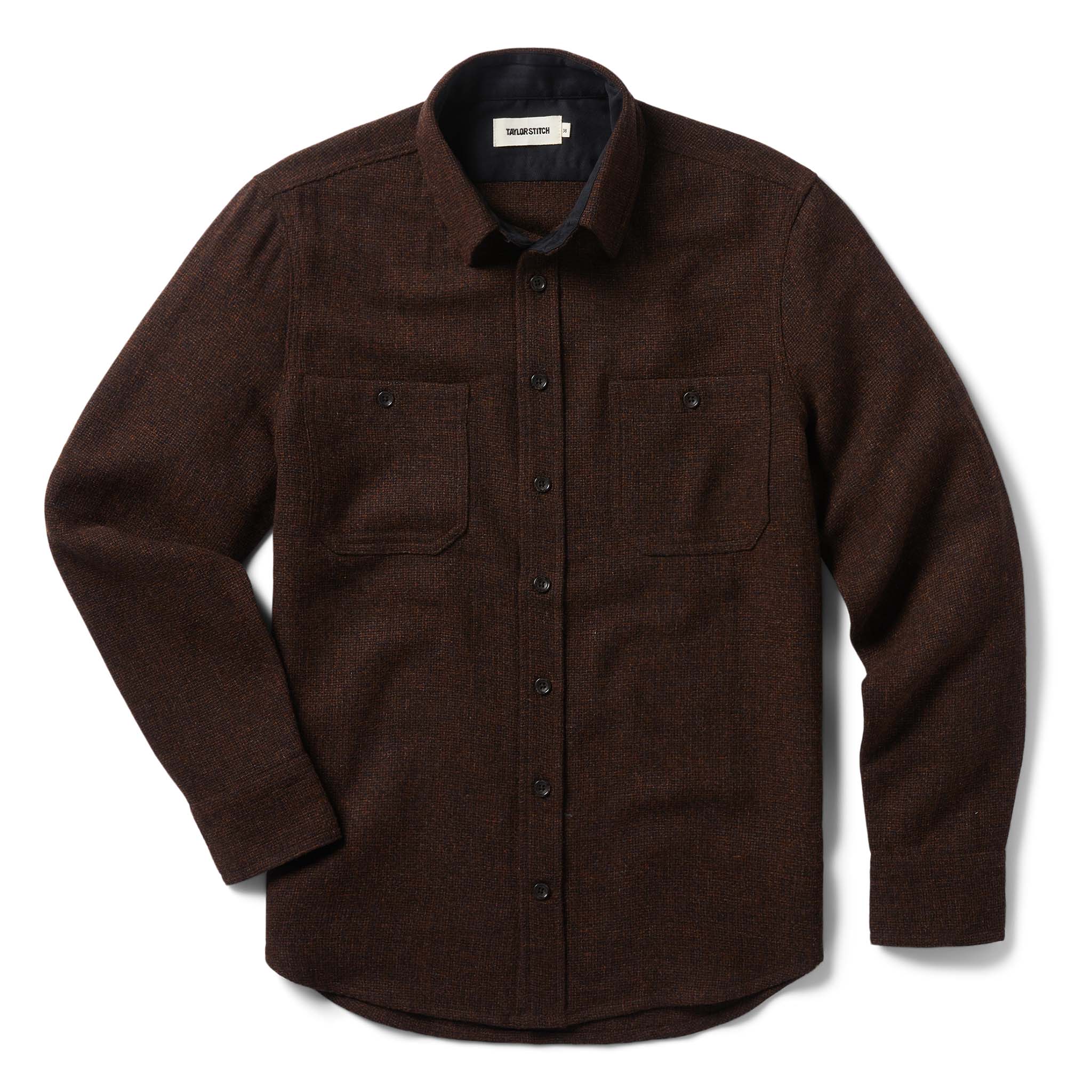 flatlay of The Service Shirt in Ginger Melange Wool, Wovens by Taylor Stitch