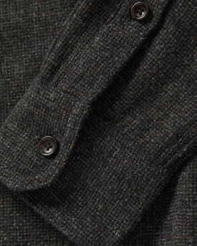 material shot of the cuff on The Service Shirt in Olive Melange Wool, Wovens by Taylor Stitch