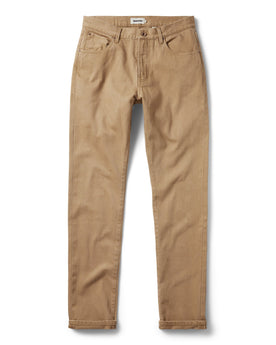 flatlay of The Slim All Day Pant in Washed Tobacco Selvage, Bottoms by Taylor Stitch