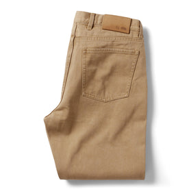 flatlay of the back of The Slim All Day Pant in Washed Tobacco Selvage folded