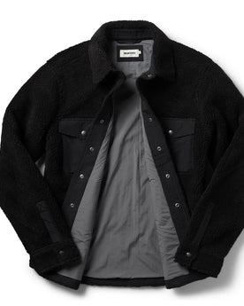 flatlay of The Timberline Jacket in Onyx Sherpa open, Outerwear by Taylor Stitch