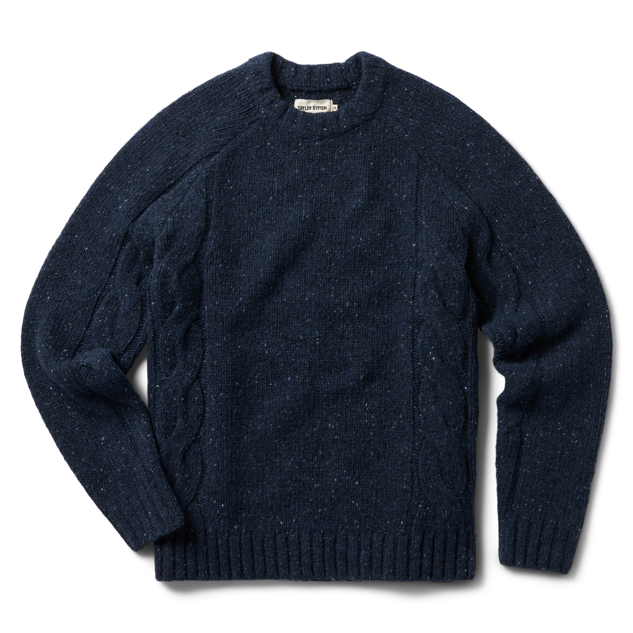 flatlay of The Topside Sweater in Navy Donegal, Knits by Taylor Stitch