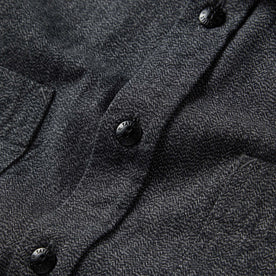 material shot of the buttons on The Utility Shirt in Ash Jaspe