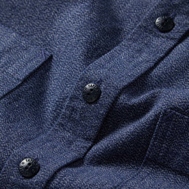 material shot of the buttons on The Utility Shirt in Navy Jaspe