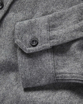 material shot of the cuffs on The Utility Shirt in Ash Donegal Wool, Wovens by Taylor Stitch