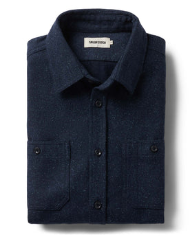 folded flatlay of The Utility Shirt in Navy Donegal Wool, Wovens by Taylor Stitch
