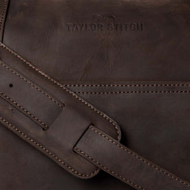 material shot of the adjustable strap on The Weekender Duffle Bag in Espresso