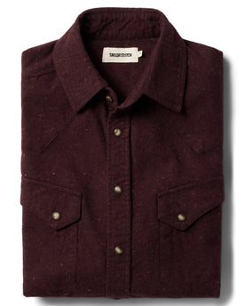 flatlay of The Western Shirt in Nutmeg Donegal, Wovens by Taylor Stitch