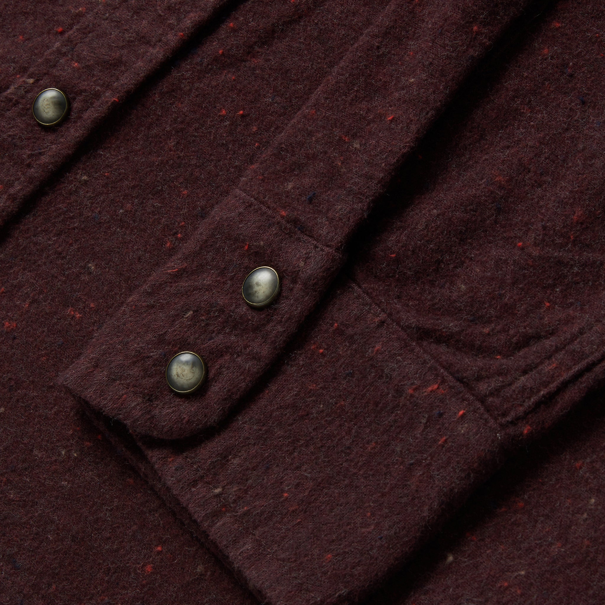 material shot of the cuffs on The Western Shirt in Nutmeg Donegal, Wovens by Taylor Stitch