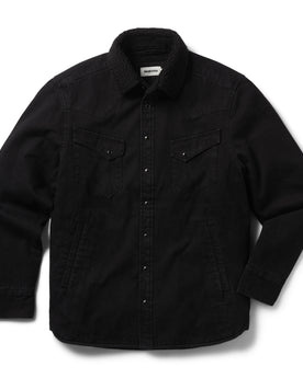 flatlay of The Western Shirt Jacket in Washed Coal, Wovens by Taylor Stitch