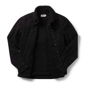 flatlay of The Western Shirt Jacket in Washed Coal open