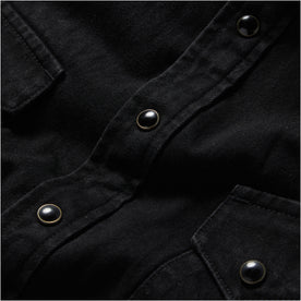 material shot of the buttons on The Western Shirt Jacket in Washed Coal